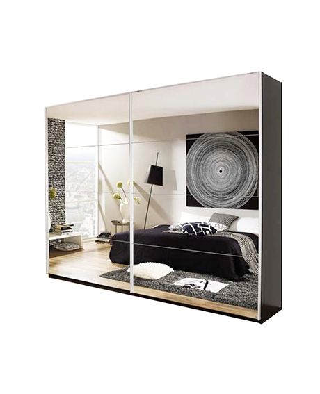 Armoire Beluga 181 cm avec 2 portes miroirs